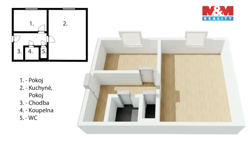 Prodej bytu 2+kk, České Budějovice - České Budějovice 2, M. Chlajna, 39 m2