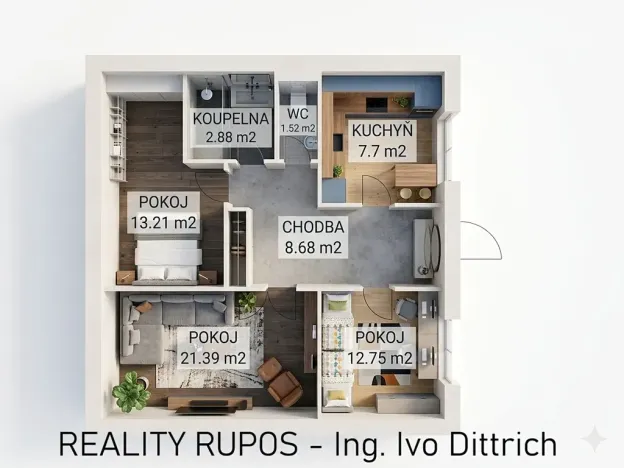 Prodej bytu 3+1, Ivančice, Slunečná, 68 m2