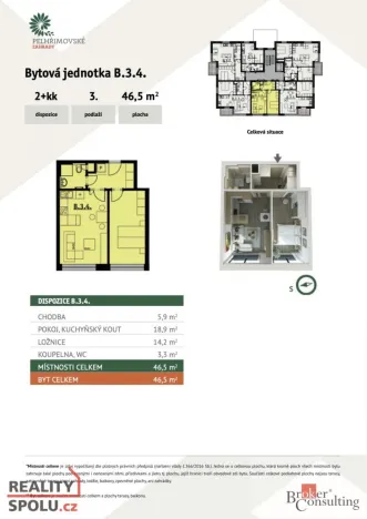 Pronájem bytu 2+kk, Pelhřimov, Habrová, 46 m2