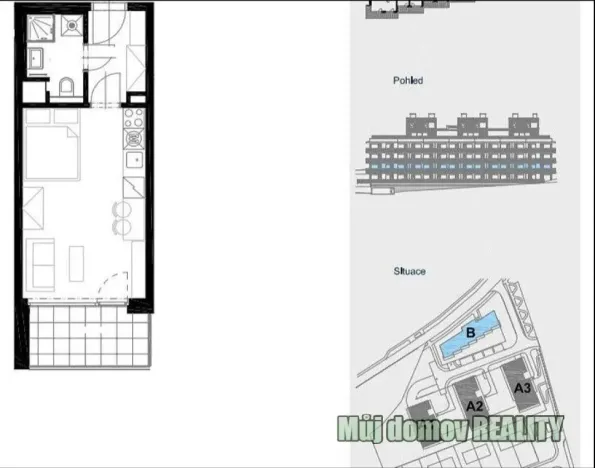 Pronájem bytu 1+kk, Praha - Řeporyje, 31 m2