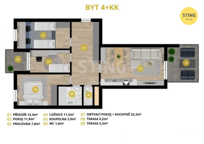 Prodej bytu 3+kk, Praha, Škrábkových, 80 m2