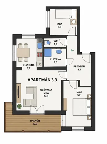 Prodej bytu 3+kk, Ružomberok, Slovensko, Hrabovská dolina, 61 m2