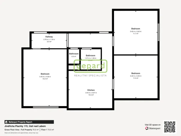 Prodej bytu 3+1, Ústí nad Labem, Jindřicha Plachty, 66 m2