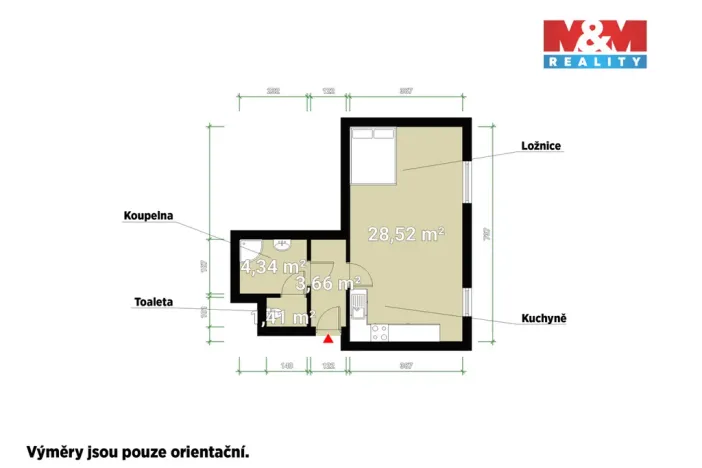 Prodej bytu 1+kk, Praha, Na Výrovně, 38 m2