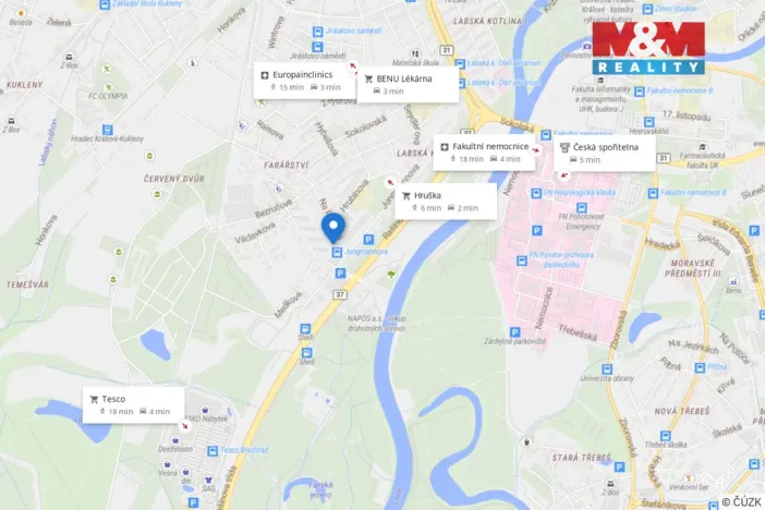 Pronájem bytu 2+kk, Hradec Králové - Pražské Předměstí, Na Rybárně, 45 m2