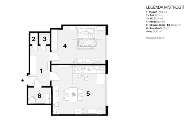 Prodej bytu 2+kk, Praha, Vyšší, 52 m2
