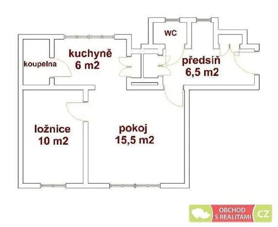 Pronájem bytu 2+kk, Praha, Zikova, 49 m2