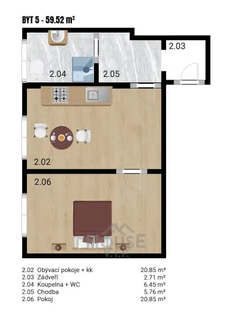 Prodej bytu 2+kk, Nučice, 60 m2