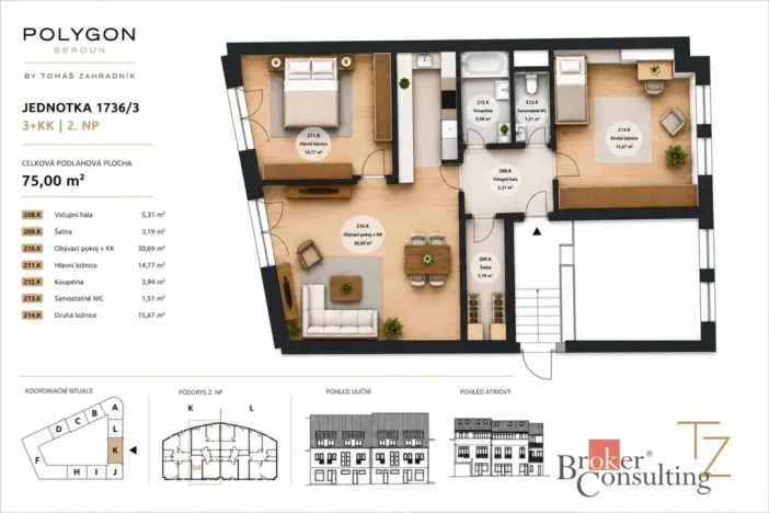 Prodej bytu 3+kk, Beroun - Beroun-Město, Nám. M.Poštové, 75 m2