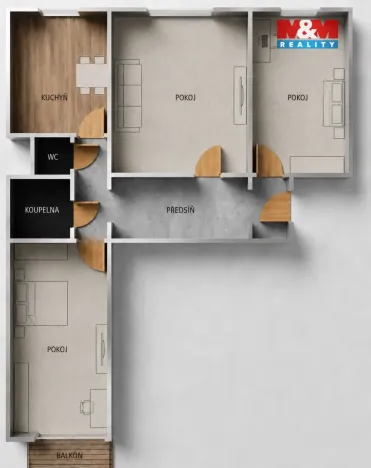 Prodej bytu 3+1, Nový Jičín - Loučka, Na Lani, 76 m2