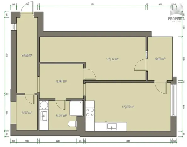 Pronájem bytu 2+kk, Modřice, Popovická, 57 m2