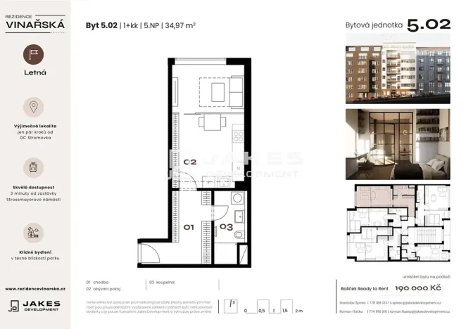 Prodej bytu 1+kk, Praha - Holešovice, Kostelní, 35 m2