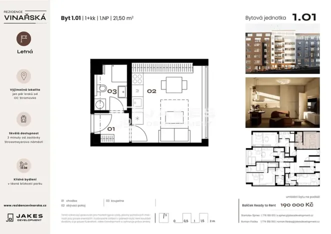 Prodej bytu 1+kk, Praha - Holešovice, Kostelní, 22 m2