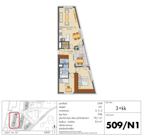 Prodej bytu 3+kk, Praha - Hlubočepy, Gollové, 78 m2