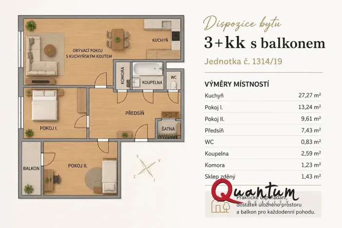 Prodej bytu 3+kk, Praha - Chodov, Jažlovická, 64 m2