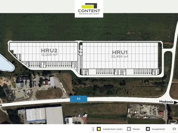 Pronájem výrobních prostor, Hrušky, Polní, 12208 m2
