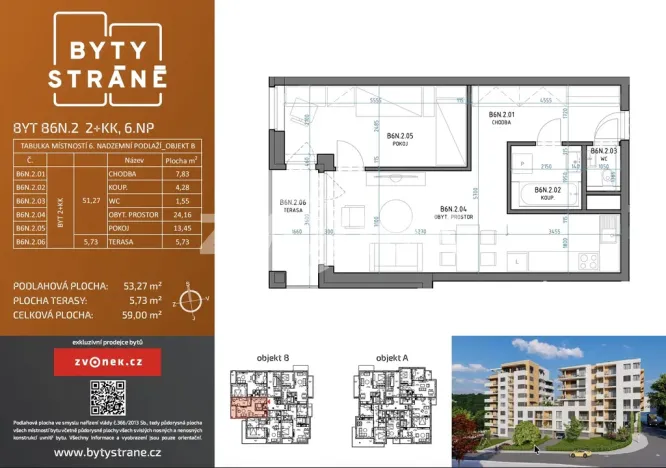 Pronájem bytu 2+kk, Zlín, Nad Stráněmi, 54 m2
