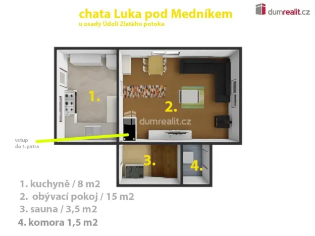 Prodej chaty, Jílové u Prahy - Luka pod Medníkem, 60 m2