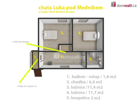 Prodej chaty, Jílové u Prahy - Luka pod Medníkem, 60 m2