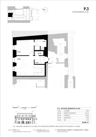 Pronájem bytu 2+kk, Písek, Gregorova, 47 m2