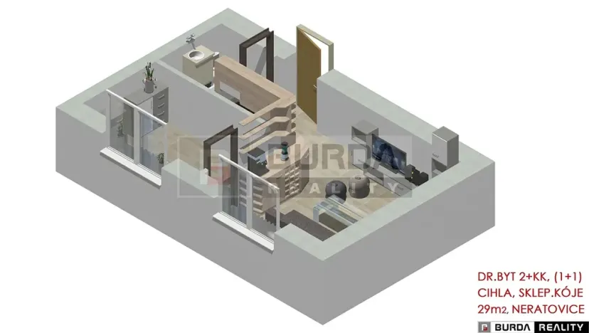 Pronájem bytu 2+kk, Neratovice, 30 m2