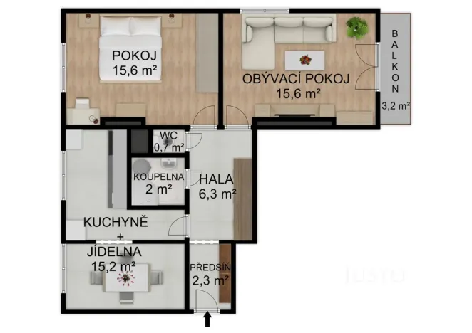 Prodej bytu 2+1, Záhoří - Horní Záhoří, 57 m2