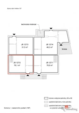 Prodej bytu 2+kk, Hoštice, 76 m2