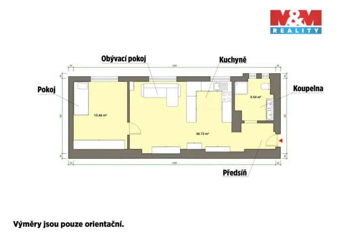 Prodej bytu 2+kk, Cheb, Palackého, 51 m2