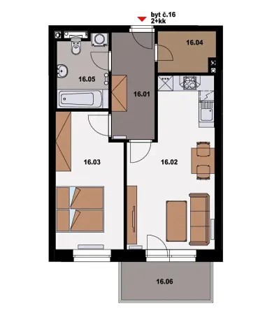 Pronájem bytu 2+kk, Poděbrady, Dykova, 56 m2