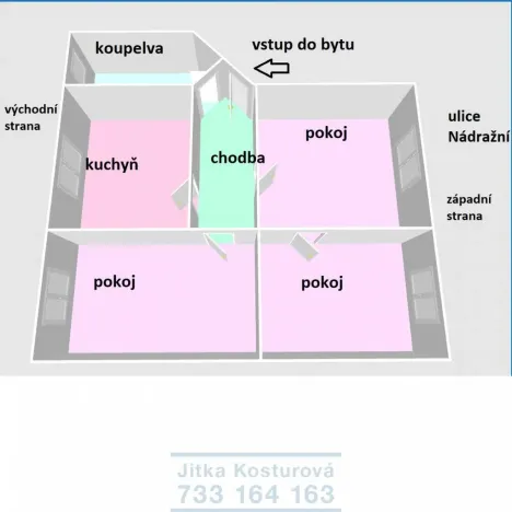 Prodej bytu 3+1, Krnov - Pod Bezručovým vrchem, Nádražní, 78 m2