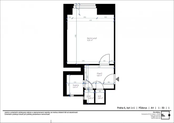 Prodej bytu 1+kk, Praha - Bubeneč, Zelená, 26 m2