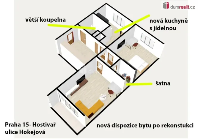 Prodej bytu 2+1, Praha - Hostivař, Hokejová, 66 m2