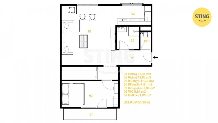 Prodej bytu 2+1, Olomouc, Foerstrova, 54 m2