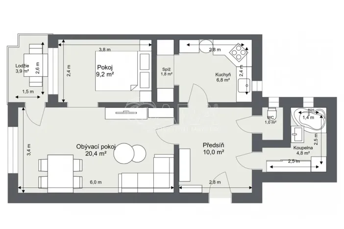 Pronájem bytu 2+1, Příbram - Příbram III, Milínská, 53 m2