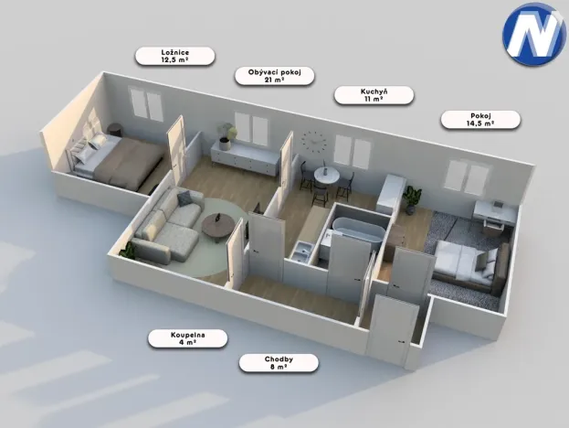 Prodej bytu 3+1, Volary, Sídl. Míru, 70 m2