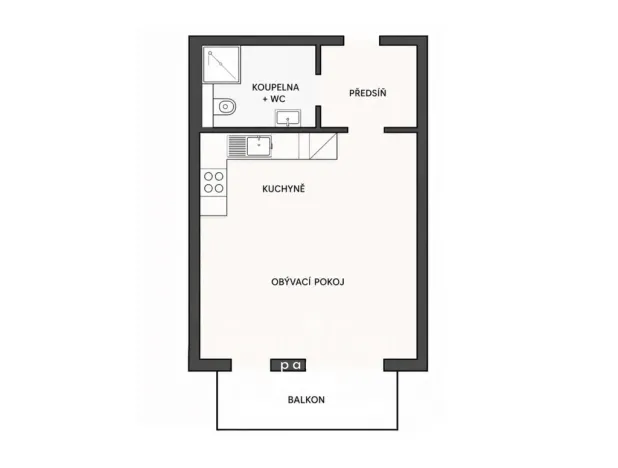Pronájem bytu 1+kk, Poříčí nad Sázavou, Potoční, 36 m2