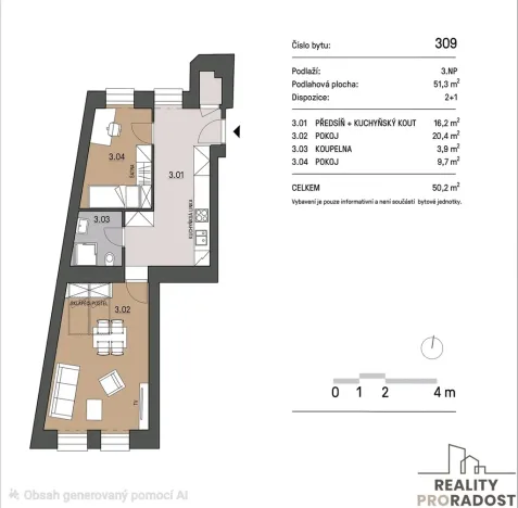 Pronájem bytu 2+1, Brno, Vlhká, 55 m2