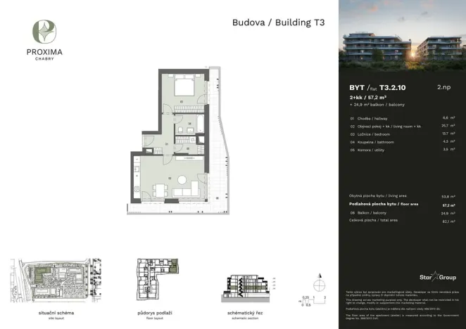 Prodej bytu 2+kk, Praha - Dolní Chabry, Bílenecké náměstí, 57 m2