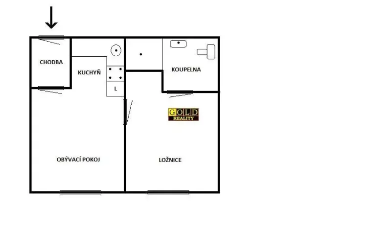 Pronájem bytu 1+1, Železnice, Tyršova, 32 m2