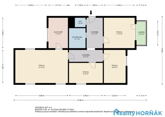 Prodej bytu 4+1, Týn nad Vltavou, Hlinecká, 71 m2