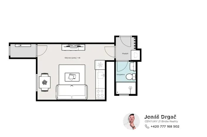 Pronájem bytu 1+kk, Praha - Nusle, Sezimova, 27 m2
