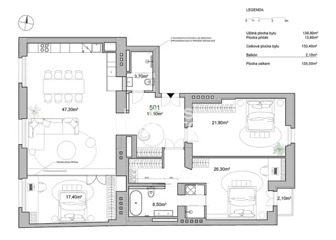 Prodej bytu 4+kk, Praha - Vinohrady, Mánesova, 153 m2