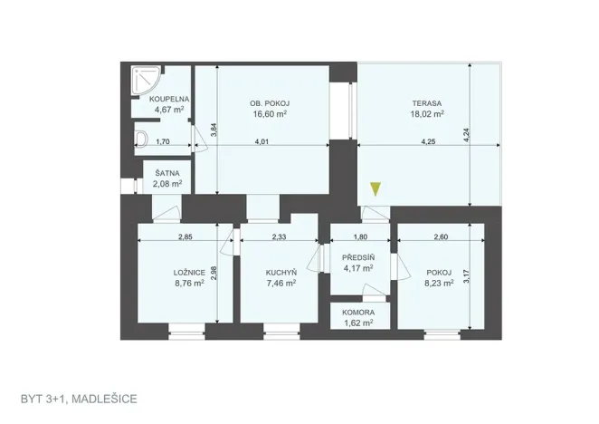 Pronájem bytu 3+1, Chrudim, 54 m2
