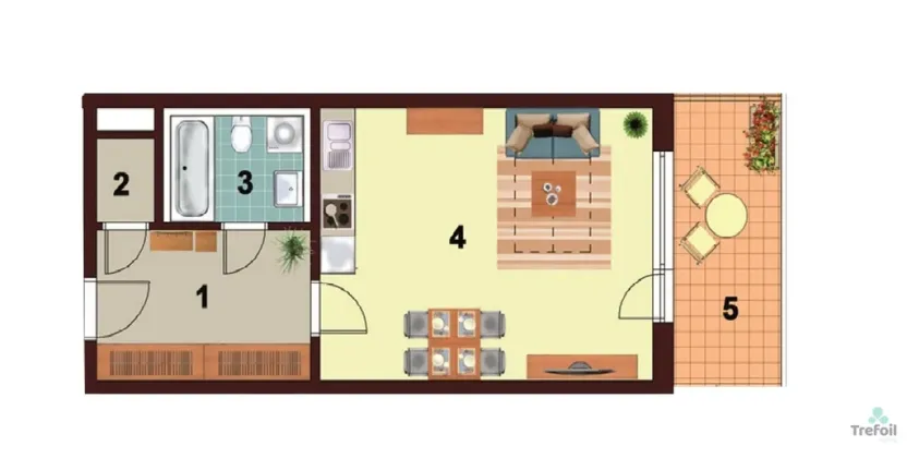 Pronájem bytu 1+kk, Praha - Košíře, Česká, 43 m2