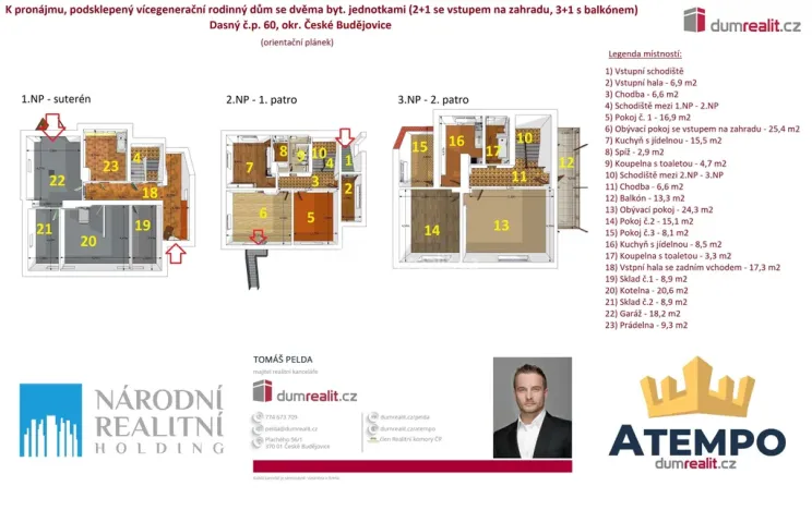 Pronájem rodinného domu, Dasný, 241 m2