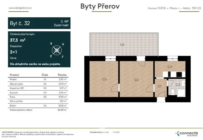 Prodej bytu 2+1, Přerov - Přerov I-Město, Husova, 52 m2