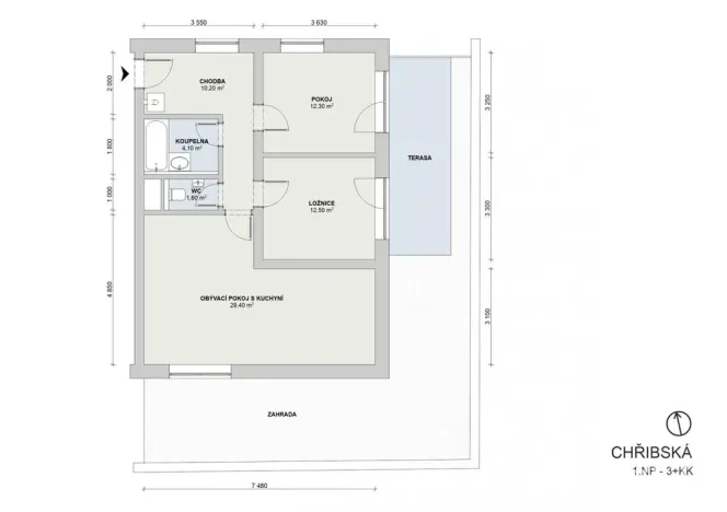 Prodej bytu 3+kk, Praha - Ďáblice, Chřibská, 76 m2