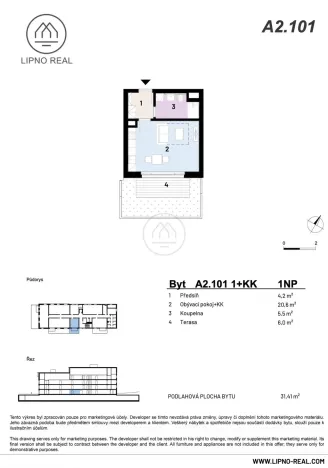 Prodej bytu 1+kk, Lipno nad Vltavou, 37 m2