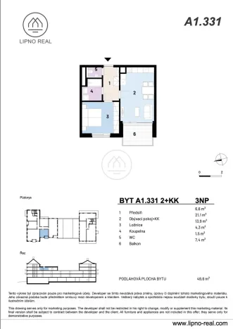 Prodej bytu 2+kk, Lipno nad Vltavou, 57 m2