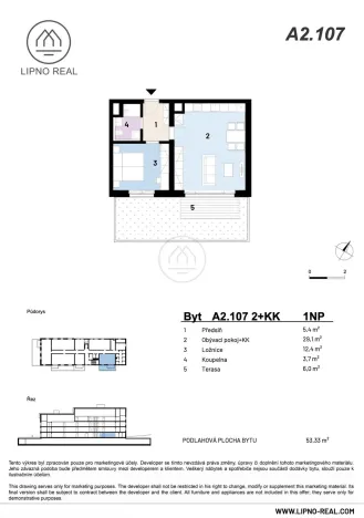 Prodej bytu 2+kk, Lipno nad Vltavou, 61 m2